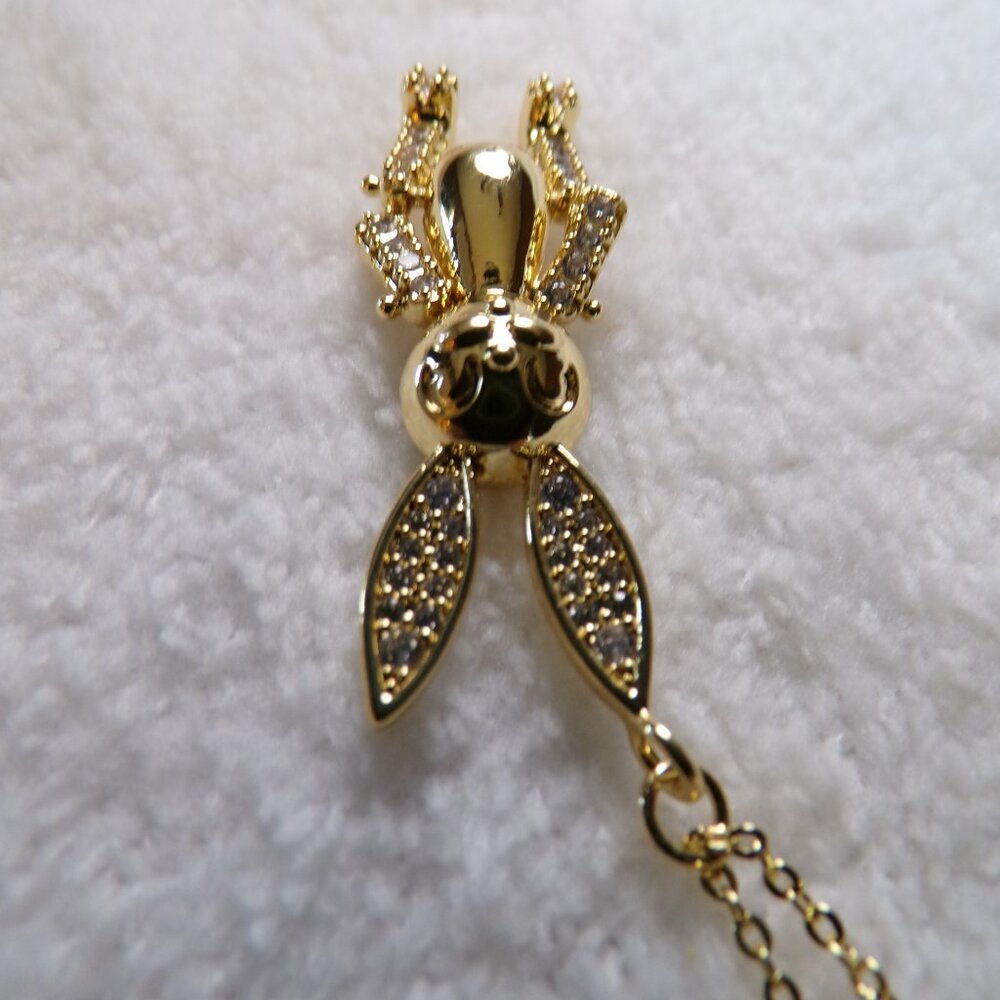 Moving Articulating Rabbit Pendant Necklace 18" - Picture 6 of 7